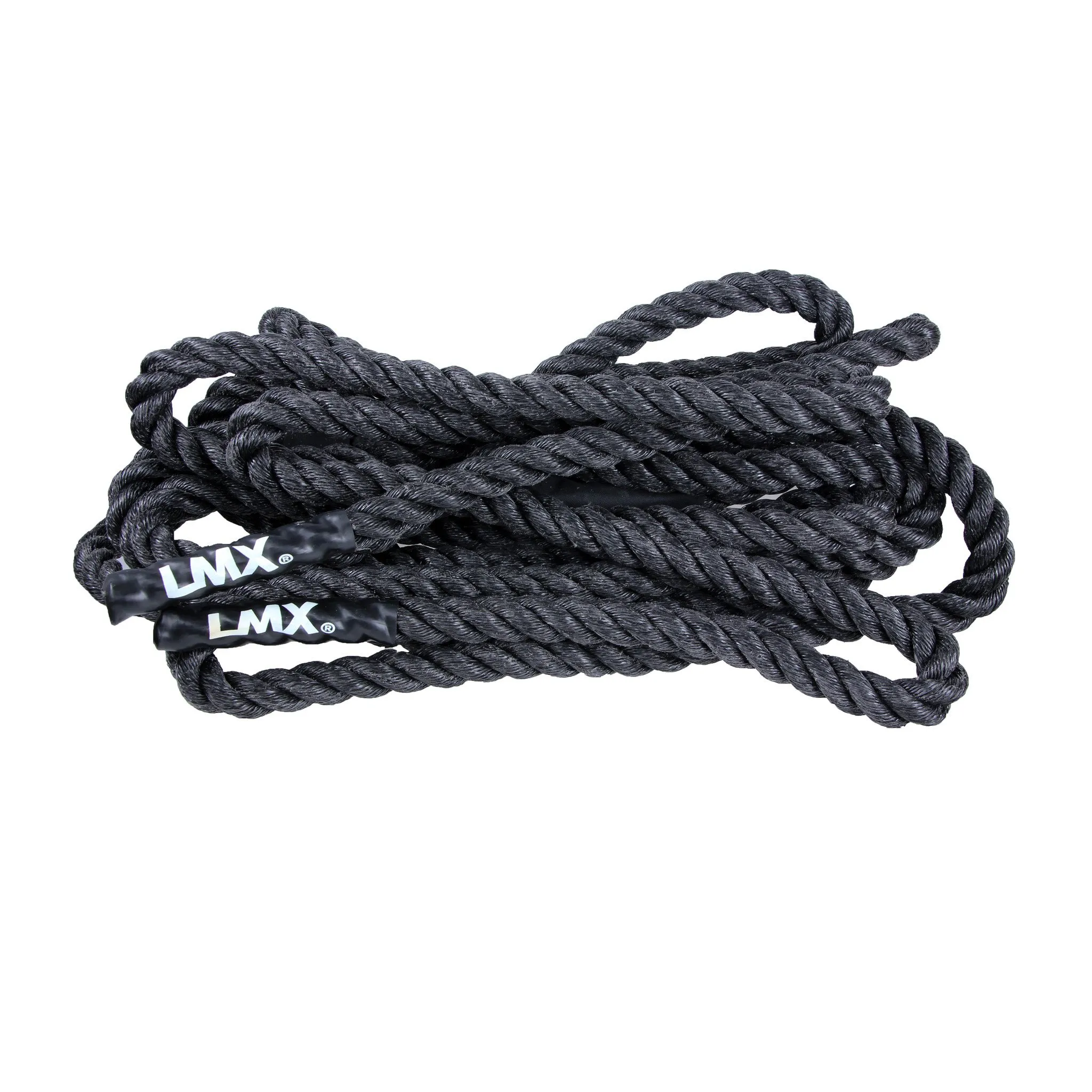 LMX. Battle Rope. Tovværk på 15 m. Fremstillet af PP plast. Egnet til intensiv brug. Sort. Tilgængelig i 3 forskellige tykkelser. LMX. Battle Rope. Tovværk på 15 m. Fremstillet af PP plast. Egnet til intensiv brug. Sort. Tilgængelig i 3 forskellige tykkelser.