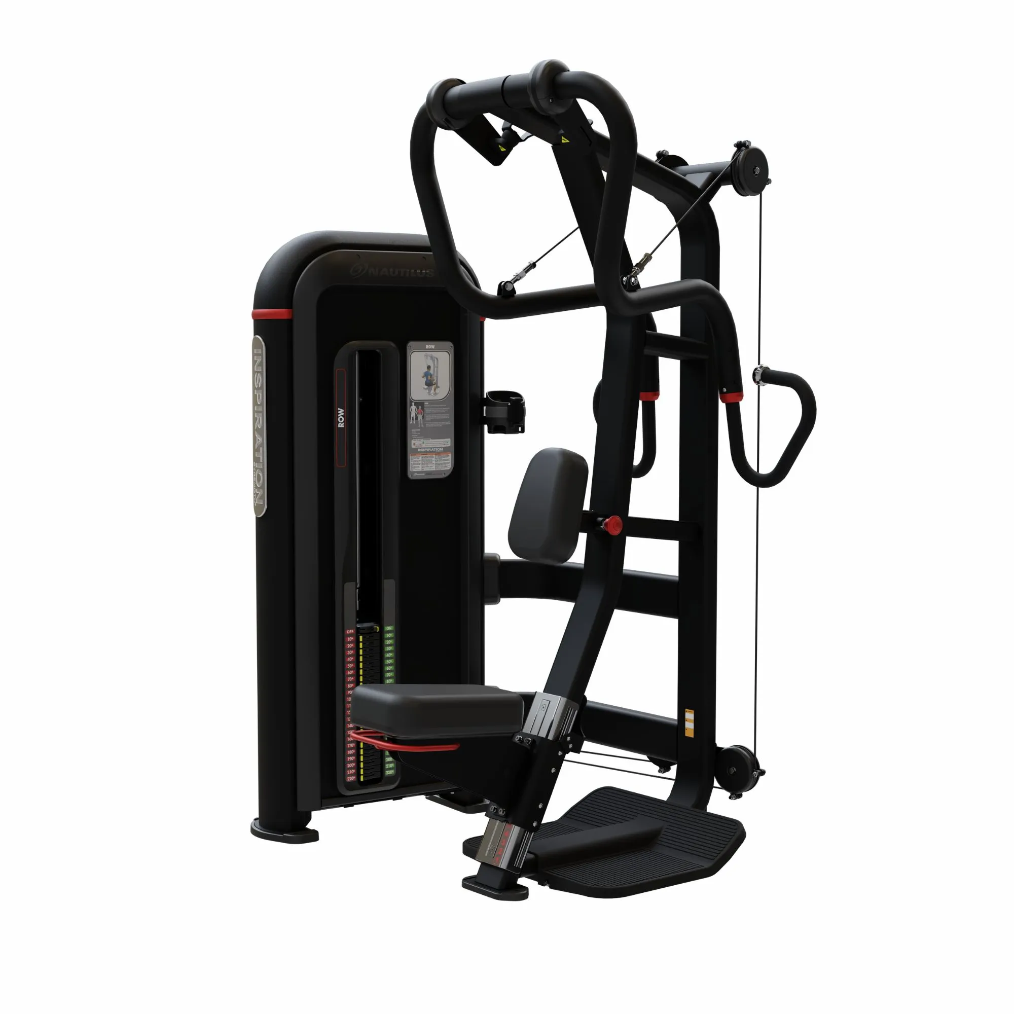 Nautilus Inspiration Vertical Row rygmaskine sort 109 kg vægtmagasin