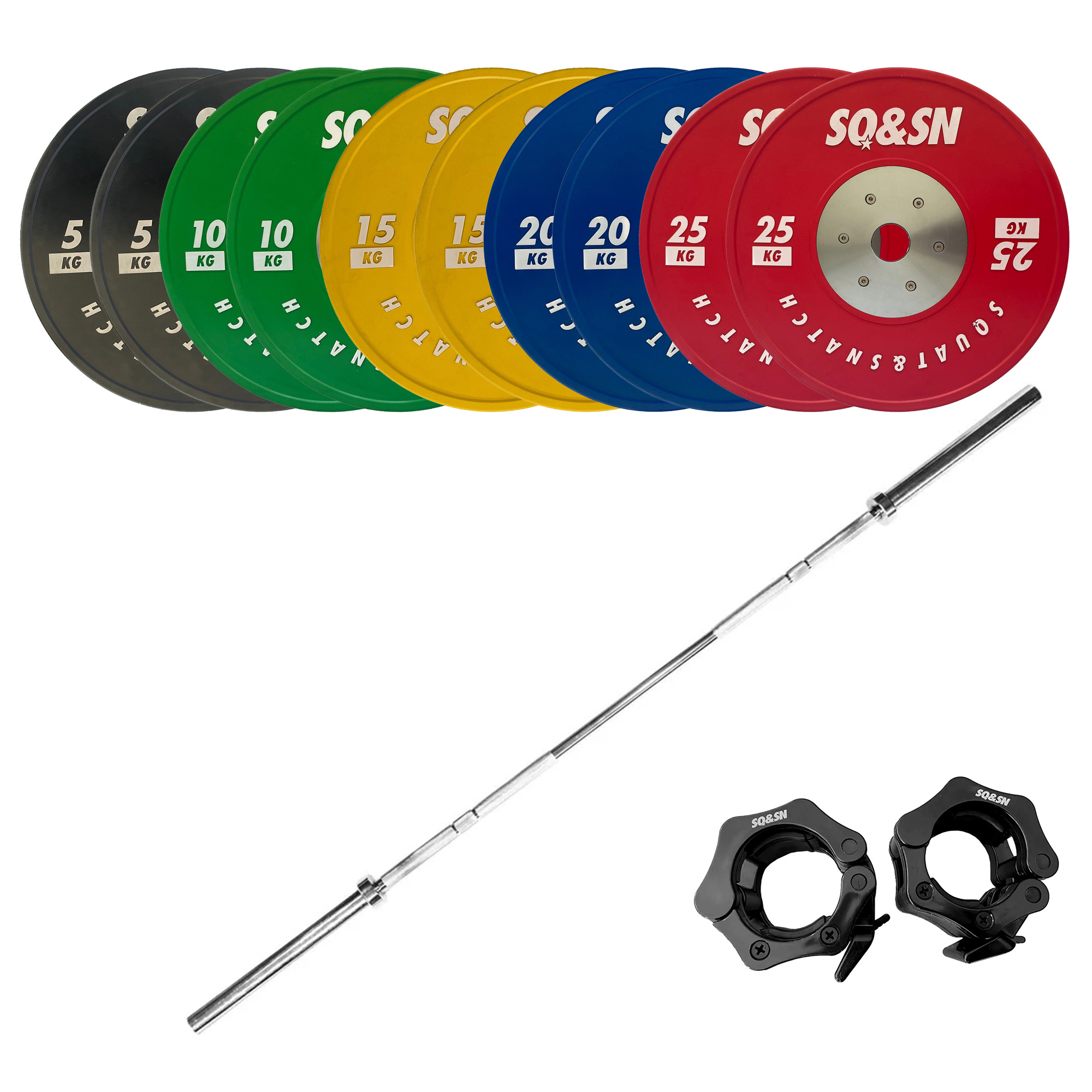 SQ&amp;SN OL Vægtstangssæt 170 kg Farvet