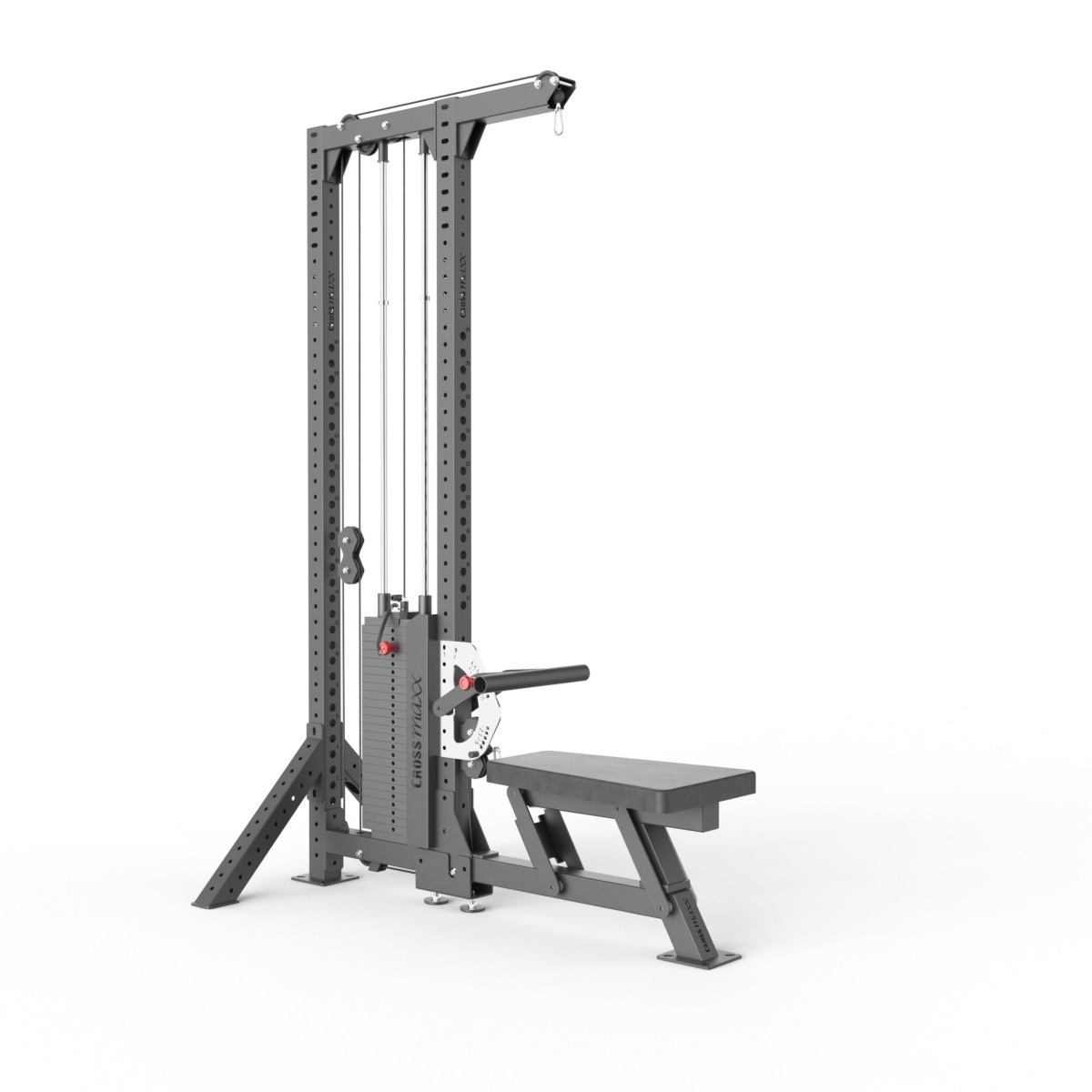 Crossmaxx Low Row/Lat Pull rygmaskine med 130 kg vægtstak til intensiv rygtræning i fitnesscenter Crossmaxx Low Row/Lat Pull rygmaskine med 130 kg vægtstak til intensiv rygtræning i fitnesscenter