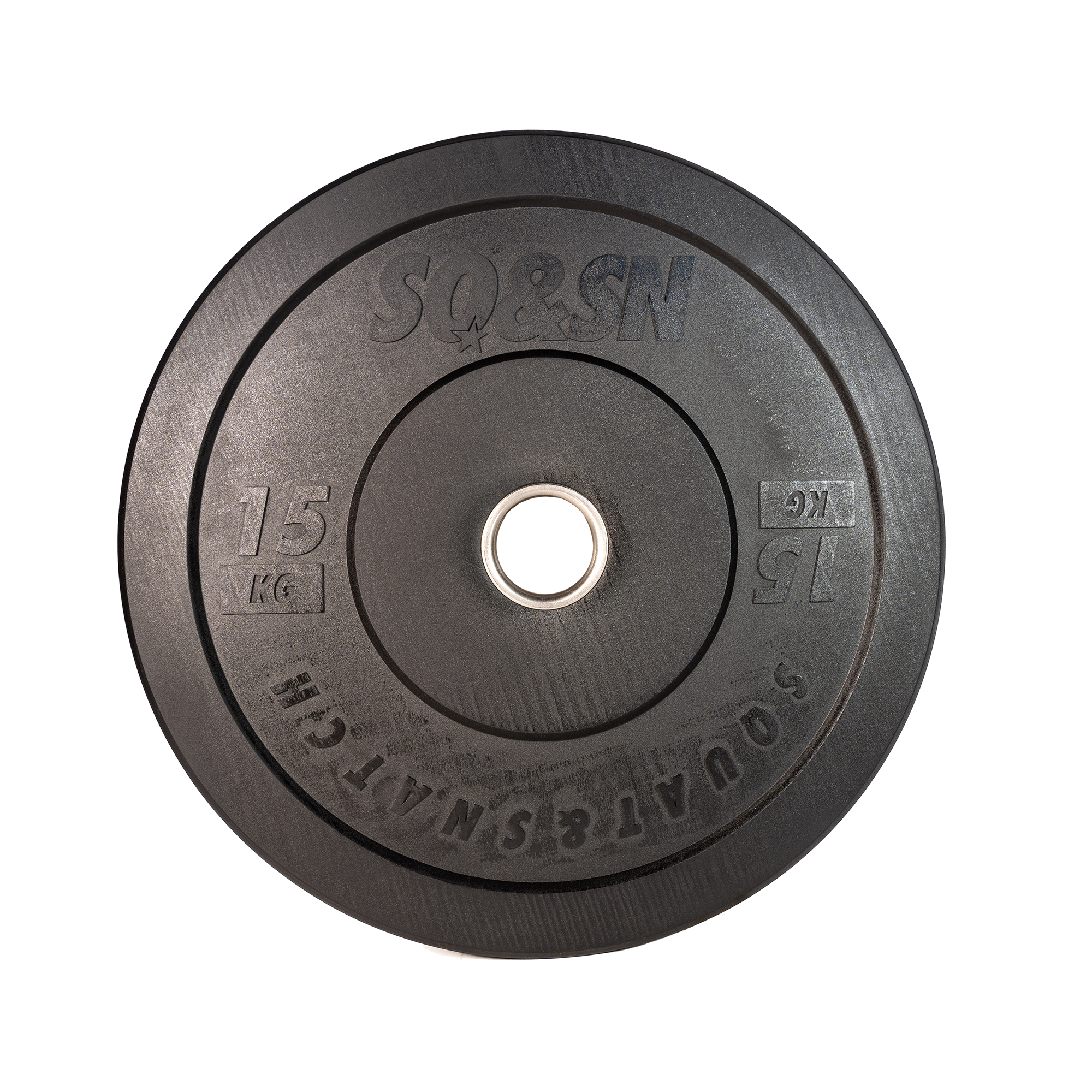 Brug SQ&SN Bumper Plate Vægtskive (15 kg) i sort. Udstyr til styrketræning, vægtløftning og crossfit træning til en forbedret oplevelse