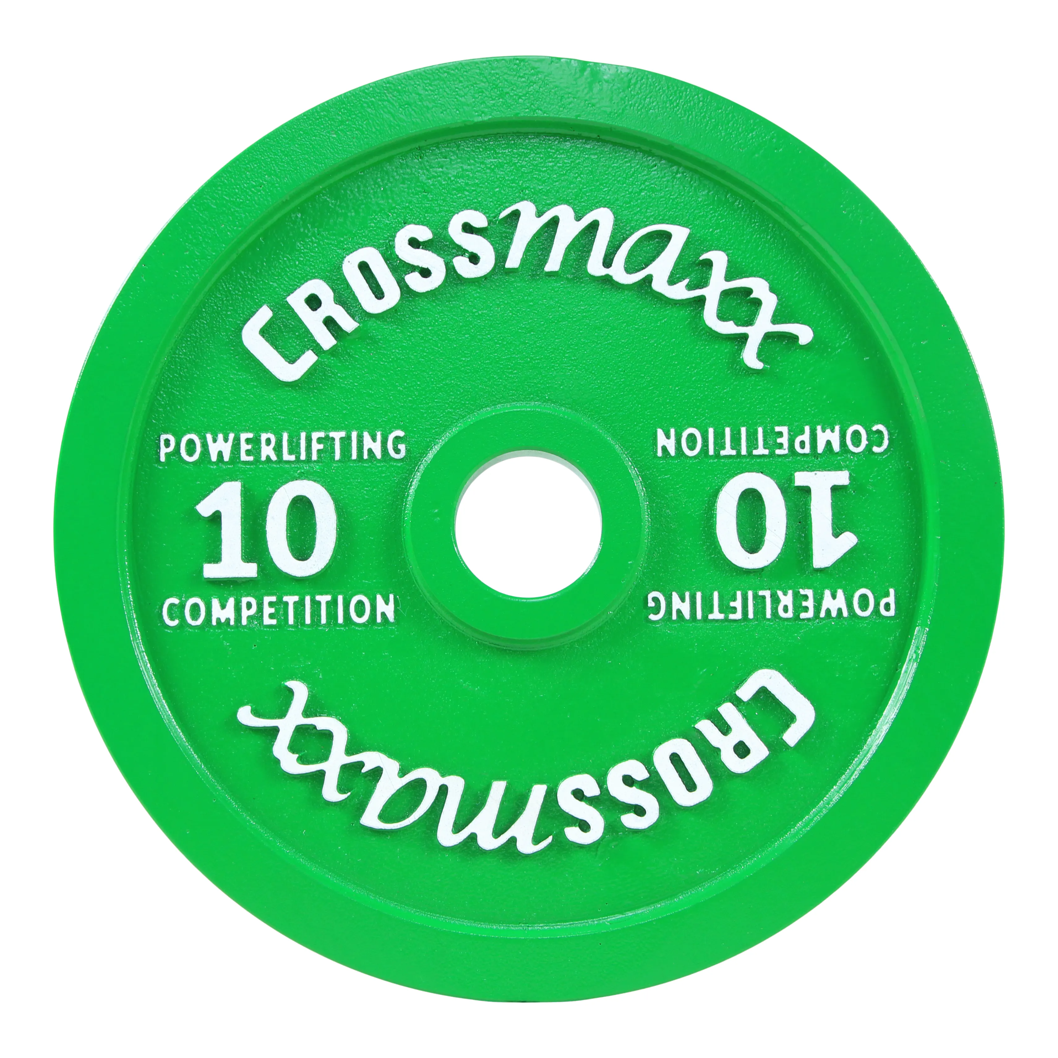 Crossmaxx kalibreret vægtskive 10 kg i støbejern til styrkeløft - grøn Crossmaxx kalibreret vægtskive 10 kg i støbejern til styrkeløft - grøn