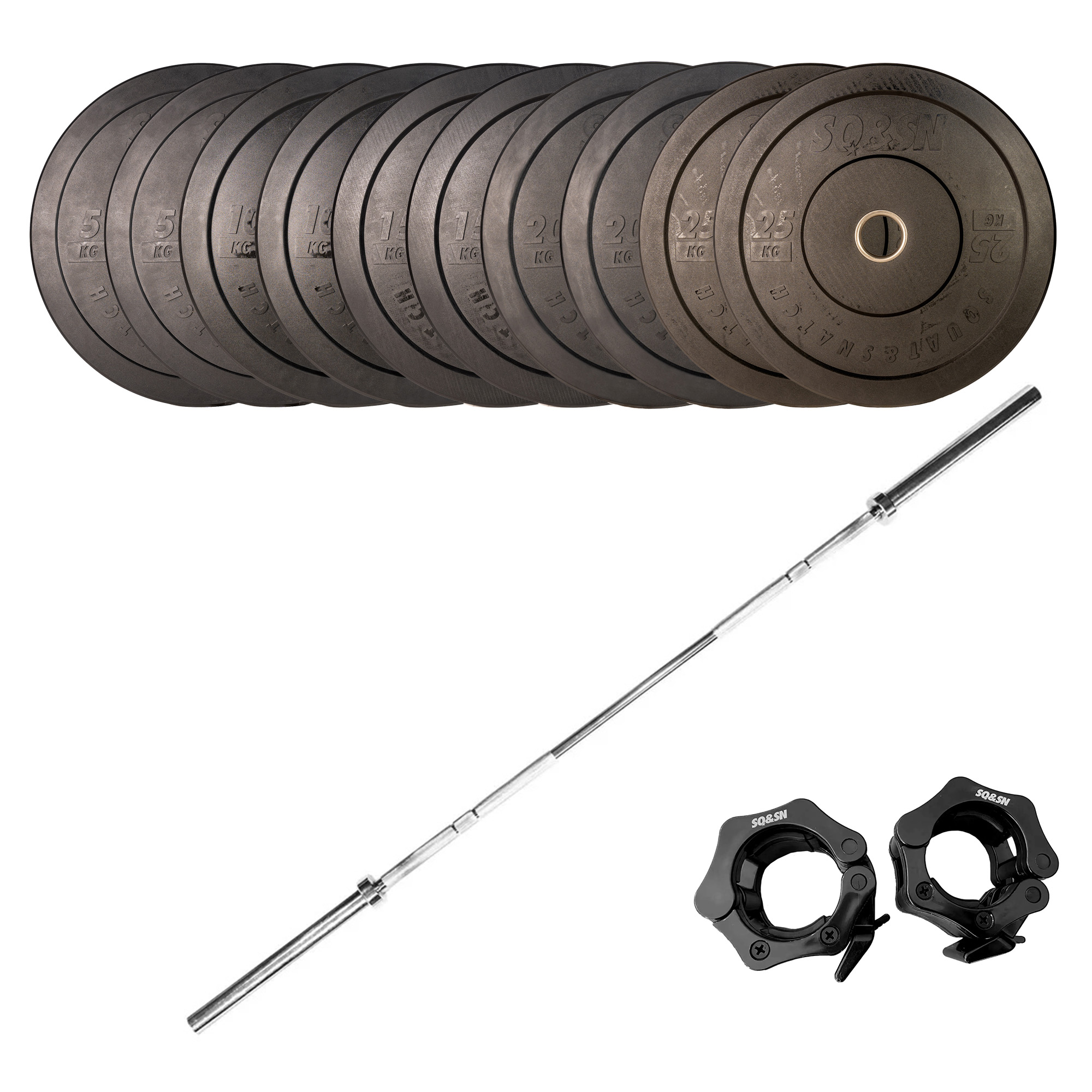 SQ&amp;SN OL Vægtstangssæt 170 kg Sort