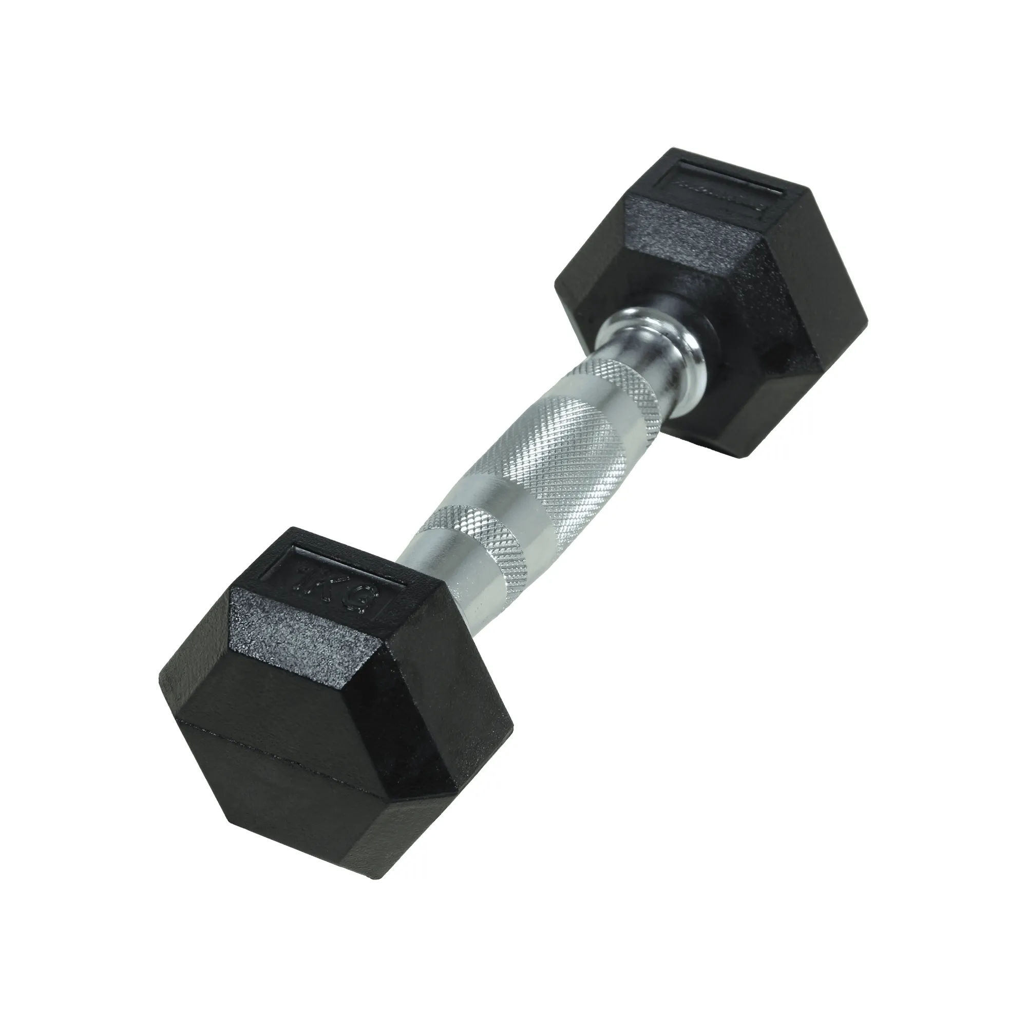 Brug Crossmaxx Hexagon Håndvægt 1 kg - Lavet i støbejern, belagt med gummi - Riflet håndtag for godt greb - Til crossfit og styrketræning til en forbedret oplevelse