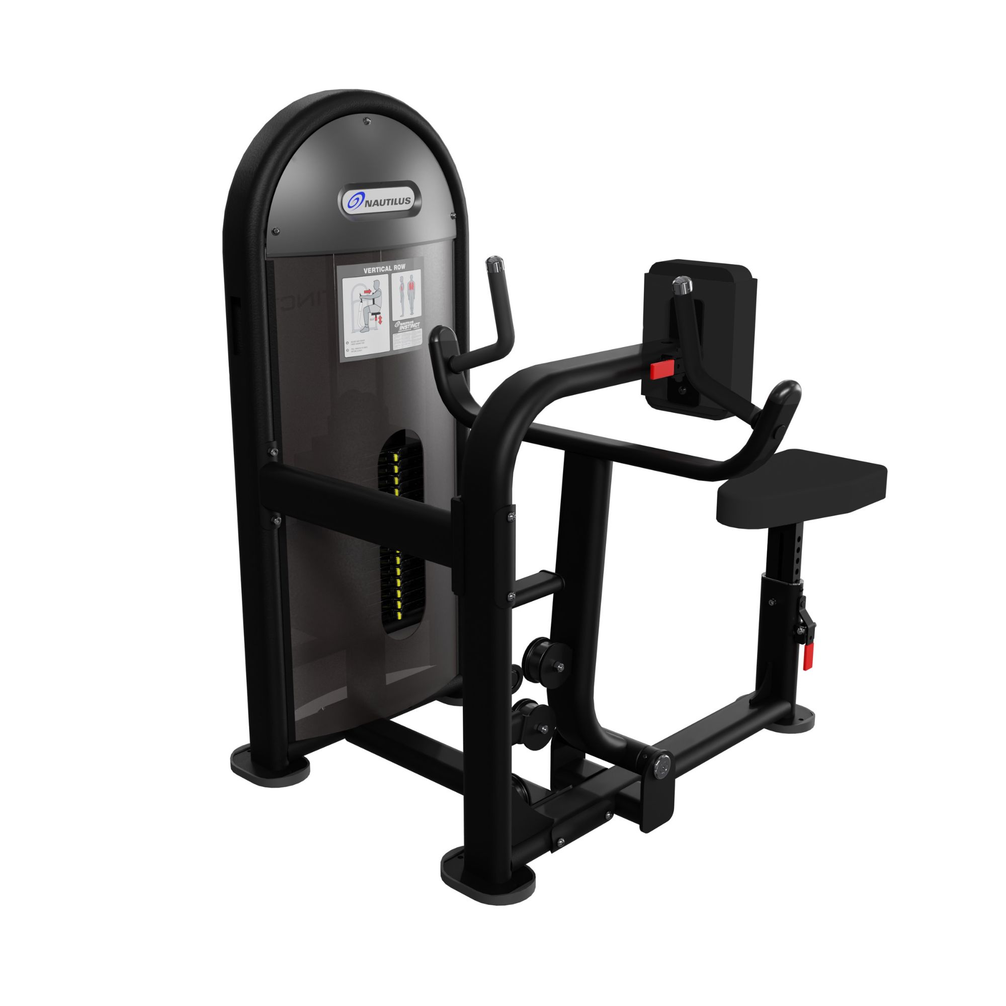 Nautilus Instinct Vertical Row rygmaskine, sort, 107 kg vægtmagasin til effektiv træning af øvre ryg i fitnesscenter Nautilus Instinct Vertical Row rygmaskine, sort, 107 kg vægtmagasin til effektiv træning af øvre ryg i fitnesscenter