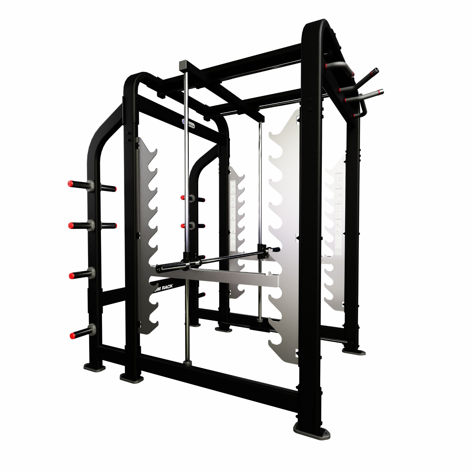 Nautilus Leverage Freedom Rack styrkerack med dual-track, integreret olympisk stang og multi-grip pull-up station, sort, ca. 211x191x229 cm Nautilus Leverage Freedom Rack styrkerack med dual-track, integreret olympisk stang og multi-grip pull-up station, sort, ca. 211x191x229 cm