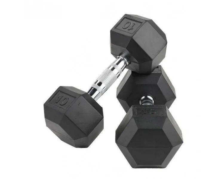 Brug Crossmaxx Hexagon Håndvægt - Lavet i støbejern, belagt med gummi - Riflet håndtag for godt greb - Til crossfit og styrketræning til en forbedret oplevelse
