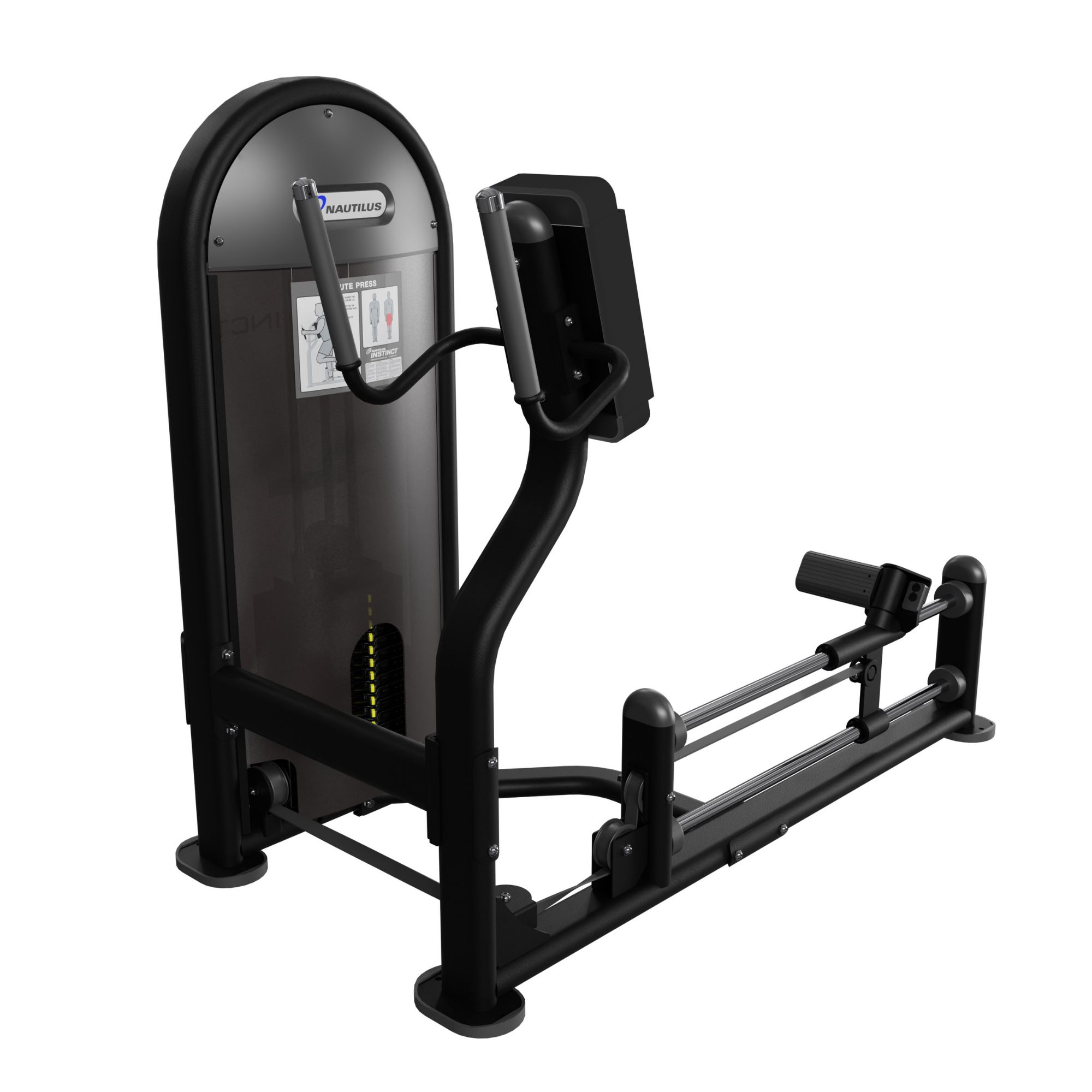 Brug Nautilus Instinct Glute Press - stående glute maskine med Lock N Load op til 55 kg til effektiv balletræning i fitnesscenter til en forbedret oplevelse
