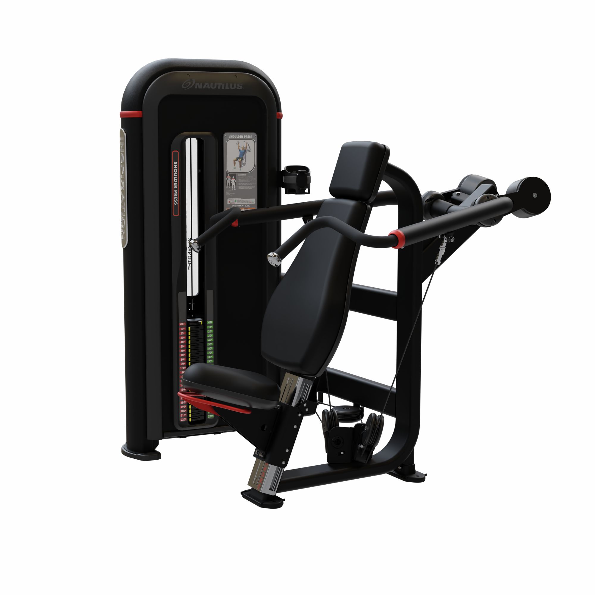 Nautilus Inspiration Shoulder Press skulderpresmaskine 91 kg vægtmagasin