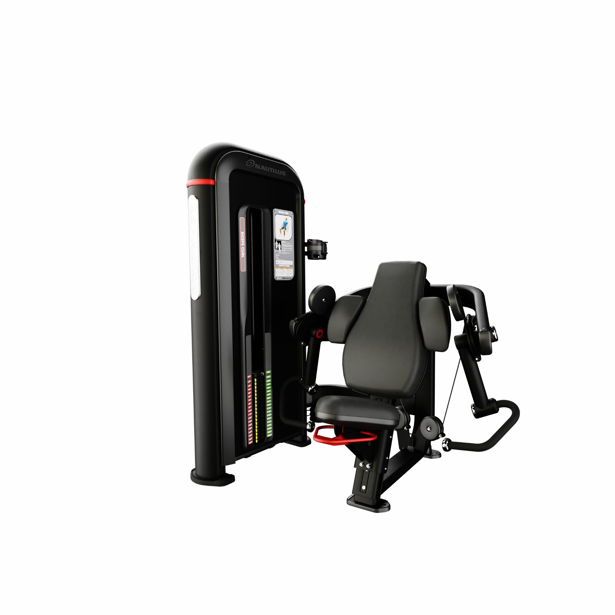 Nautilus Inspiration Biceps Curl bicepsmaskine med vægtmagasin 91 kg Sort 114 x 142 x 163 cm