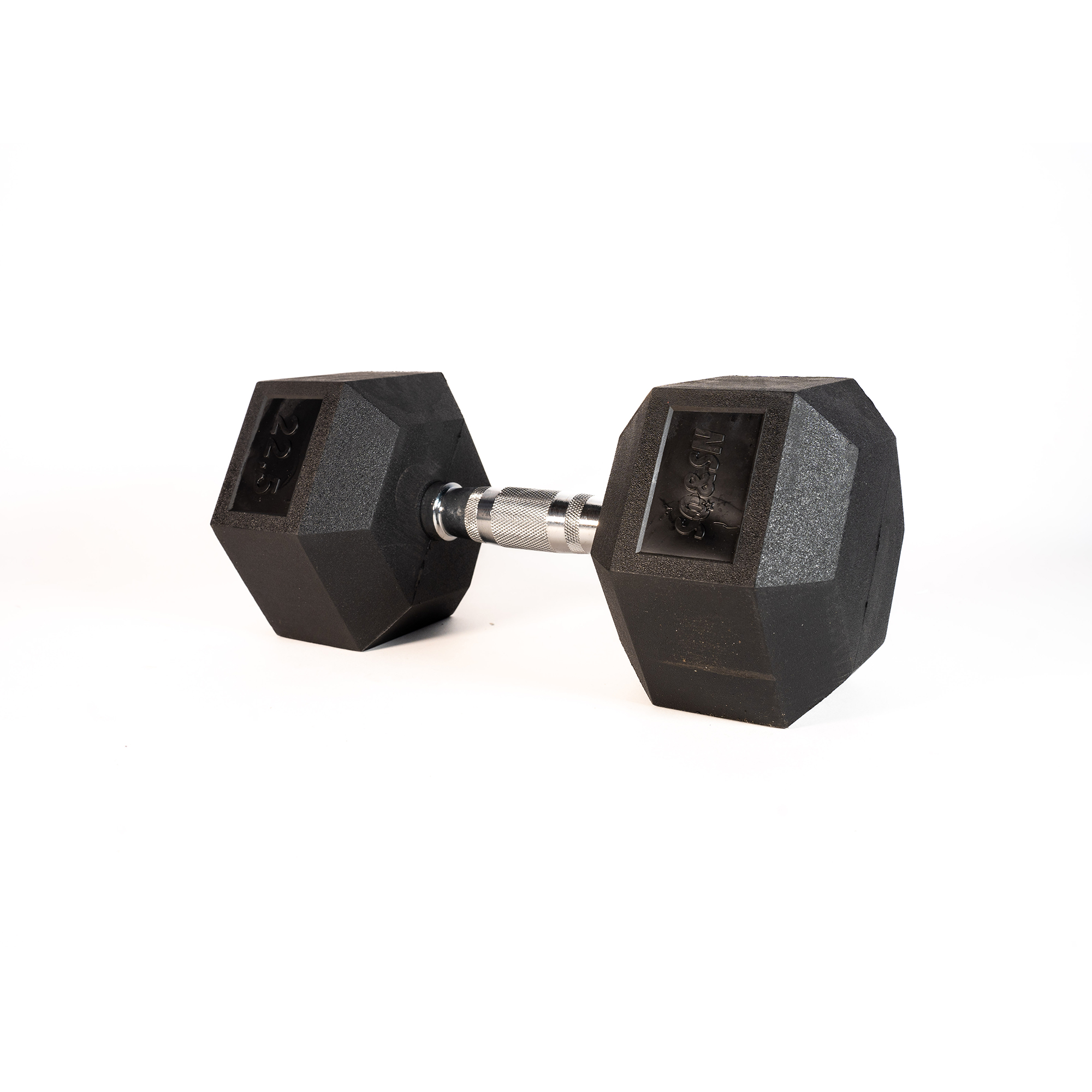 SQ&amp;SN Hexagon Håndvægt (22,5 kg) med forkromet greb. Udstyr til crossfit træning, styrketræning og funktionel træning