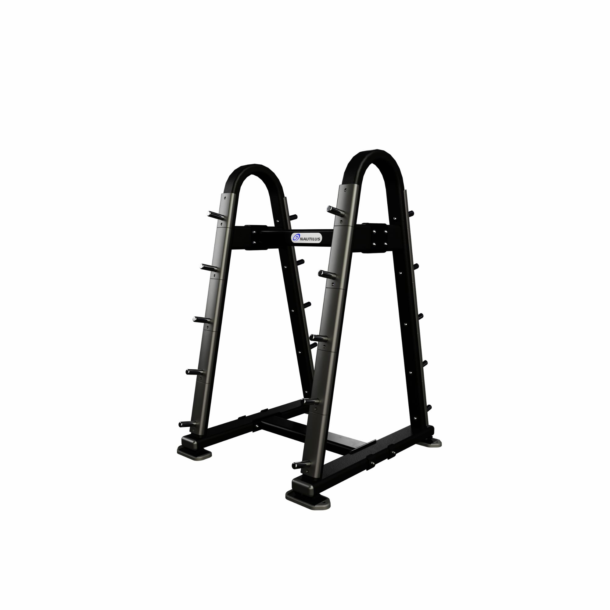 Nautilus Inspiration Barbell Rack vægtstangsstativ med urethanbeskyttelse, til standard og EZ curl vægtstænger, sort Nautilus Inspiration Barbell Rack vægtstangsstativ med urethanbeskyttelse, til standard og EZ curl vægtstænger, sort