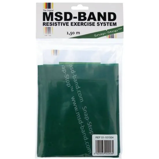 MSD-Band Flad Træningselastik Heavy 1,5 m Grøn (10 Stk) fra MSD-Band MSD-Band Flad Træningselastik Heavy 1,5 m Grøn (10 Stk) fra MSD-Band