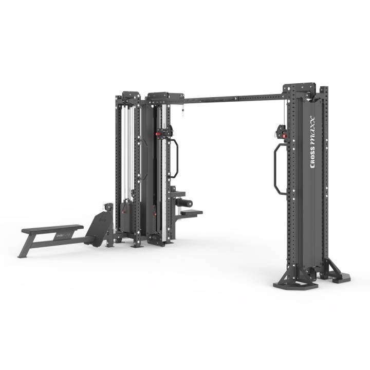 Crossmaxx kabeltårn med 5-station multi-station til styrketræning i fitnesscenter
