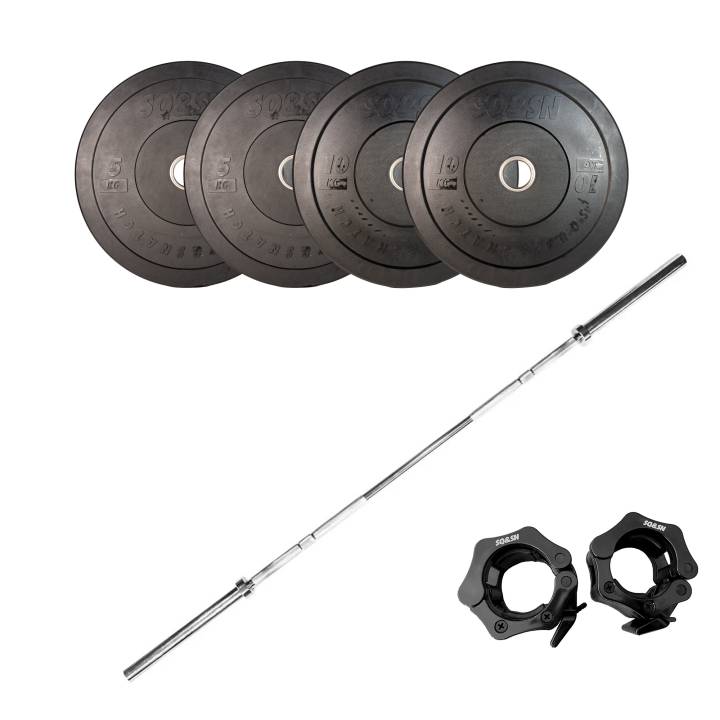 SQ&SN OL Vægtstangssæt 50 kg Sort fra SQ&SN