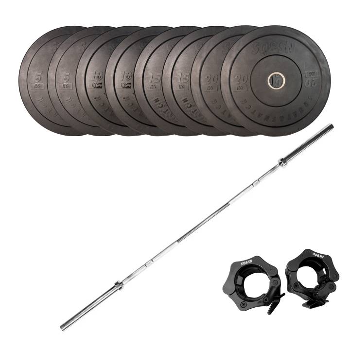 SQ&SN OL Vægtstangssæt 120 kg Sort fra SQ&SN
