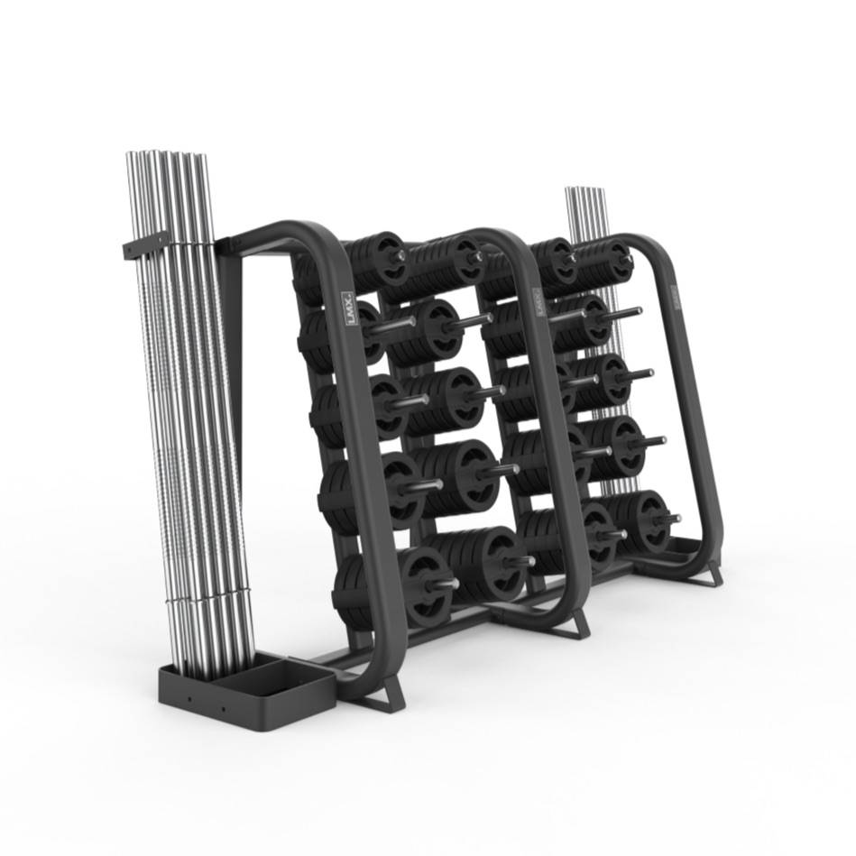 LMX. Studio Pump Rack med opbevaring til 22 sæt pumpstang til holdtræning og fitnesscenter