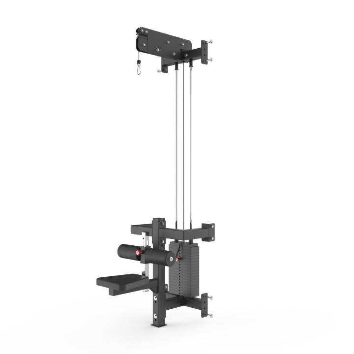 Crossmaxx kabeltårn til lat pulldown med sæde og vægtmagasin til styrketræning i hjemmegym eller fitnesscenter